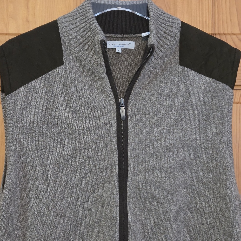 Alex Cannon Men's XL Sleeveless Sweater Vest Brown Cable Knit Y2K Rowayton CT